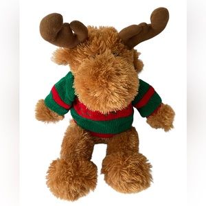 Dan Dee Brown Moose 19" Stuffed Plush Red Green Sweater Collector's Choice